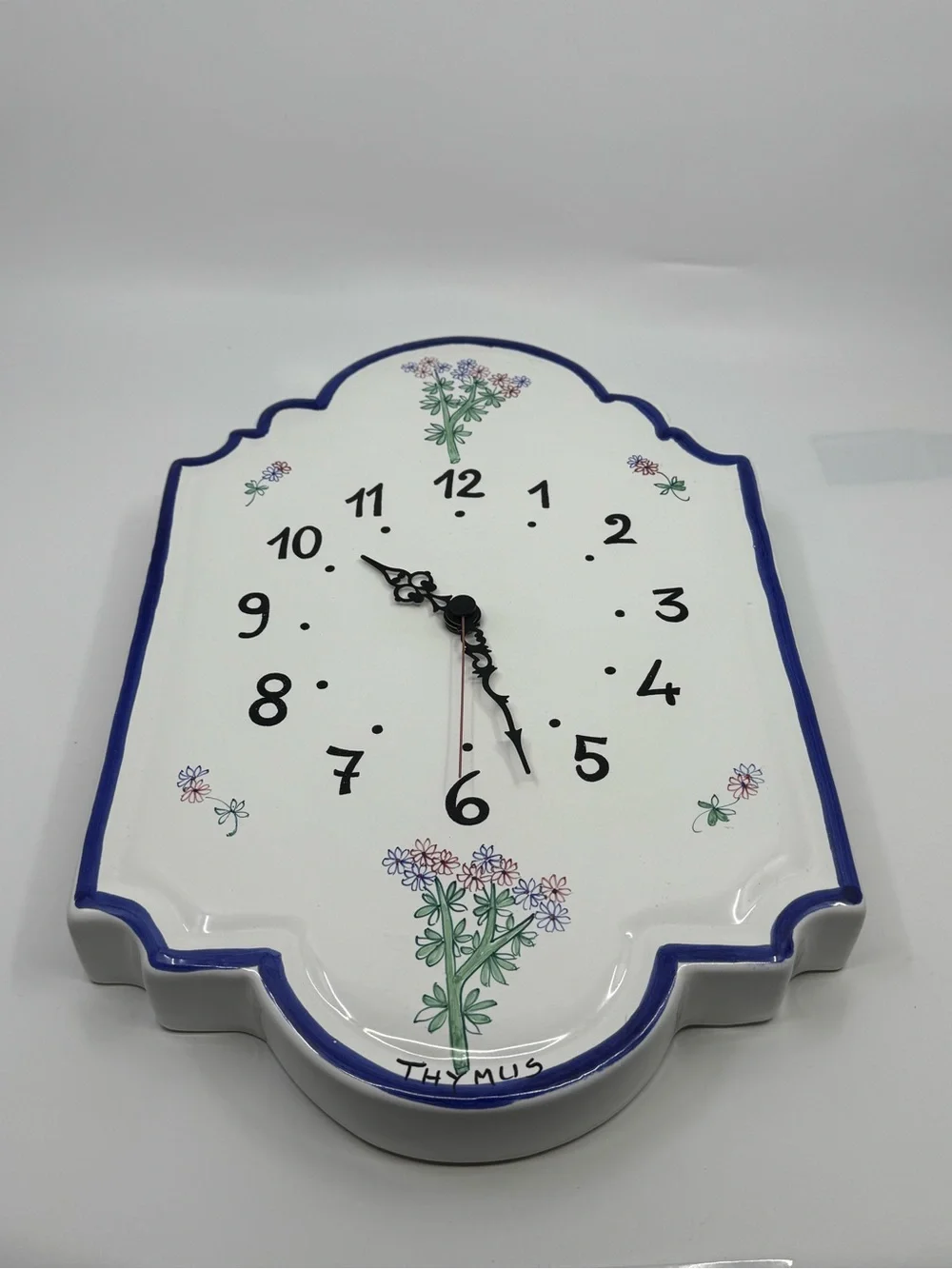 Williams Sonoma Firenze Thymus Hand-Painted Ceramic Wall Clock Italy
